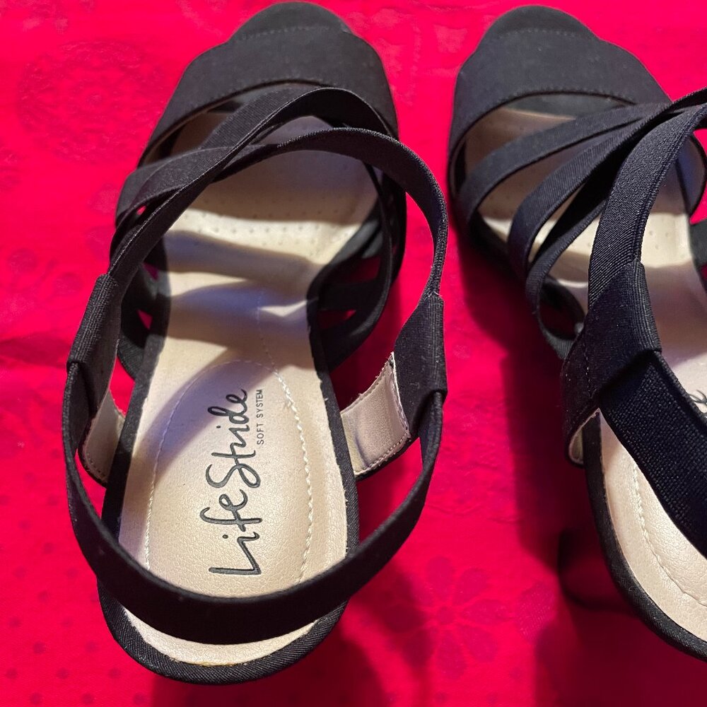 BLACK LIFE STRIDE CHARLOTTE BLACK STRAPPY SANDALS BRAND NEW ORIGINAL BOX. - Picture 5 of 11